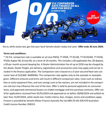 Yamaha 1% Finance Offer on Minibikes