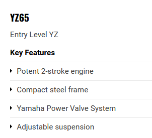 Yamaha YZ65 2026