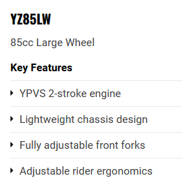 Yamaha YZ85 Large Wheel 2026