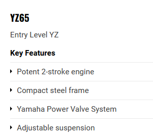 Yamaha YZ65 2024
