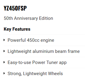 Yamaha YZ450F SP 2024 50th Anniversary Edition
