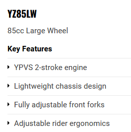 Yamaha YZ85 Large Wheel 2024