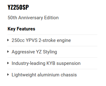 Yamaha YZ250 SP 2024 50th Anniversary Edition