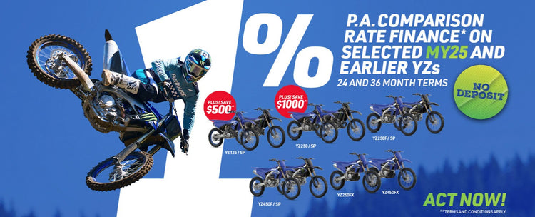 Yamaha 1% Finance Offer on YZ Competition Bikes